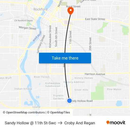 Sandy Hollow @ 11th St-Swc to Croby And Regan map