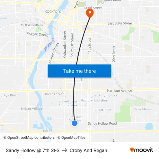 Sandy Hollow @ 7th St-S to Croby And Regan map