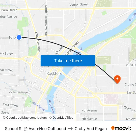 School St @ Avon-Nec-Outbound to Croby And Regan map