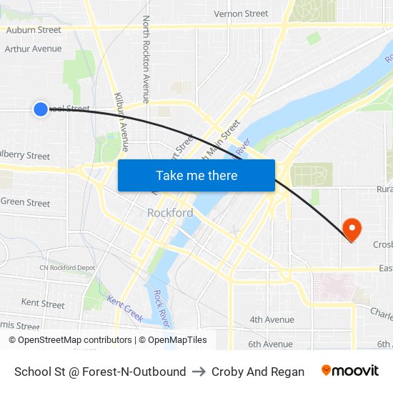 School St @ Forest-N-Outbound to Croby And Regan map