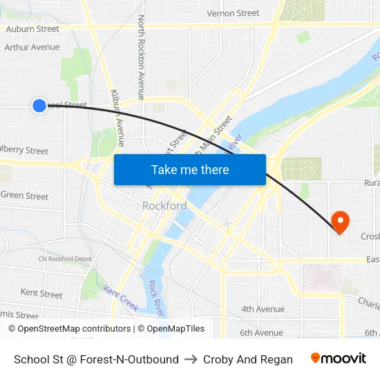 School St @ Forest-N-Outbound to Croby And Regan map