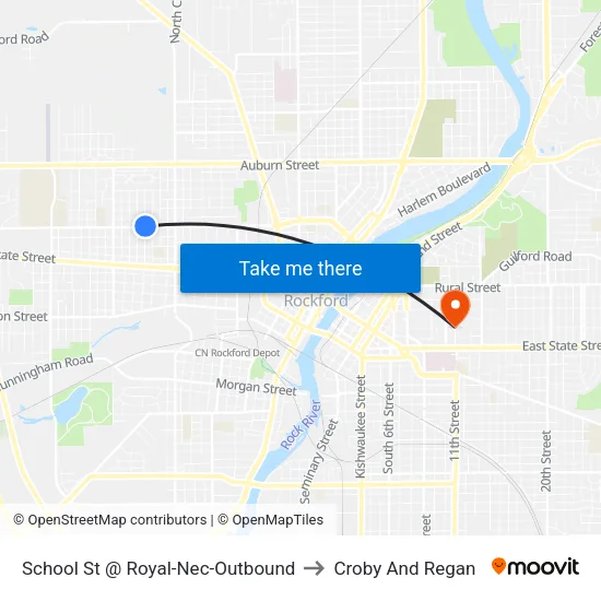 School St @ Royal-Nec-Outbound to Croby And Regan map
