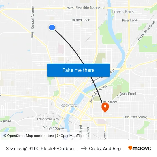 Searles @ 3100 Block-E-Outbound to Croby And Regan map