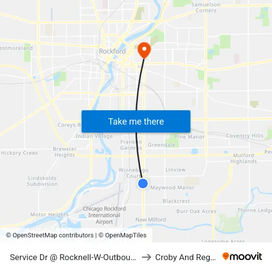 Service Dr @ Rocknell-W-Outbound to Croby And Regan map