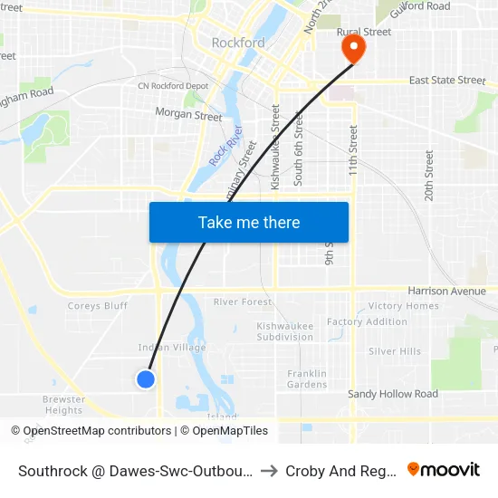Southrock @ Dawes-Swc-Outbound to Croby And Regan map