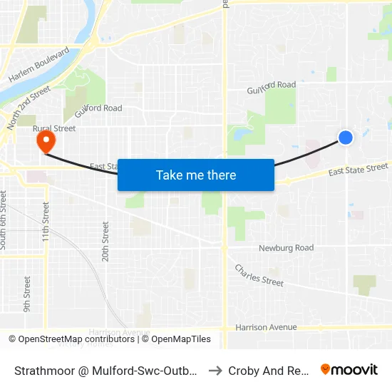 Strathmoor @ Mulford-Swc-Outbound to Croby And Regan map