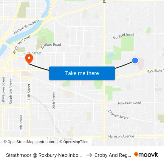 Strathmoor @ Roxbury-Nec-Inbound to Croby And Regan map