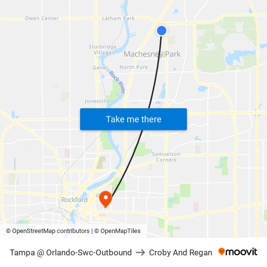 Tampa @ Orlando-Swc-Outbound to Croby And Regan map