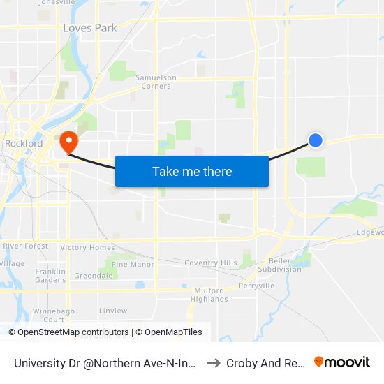University Dr  @Northern Ave-N-Inbound to Croby And Regan map