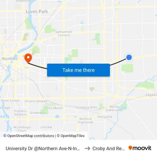 University Dr  @Northern Ave-N-Inbound to Croby And Regan map