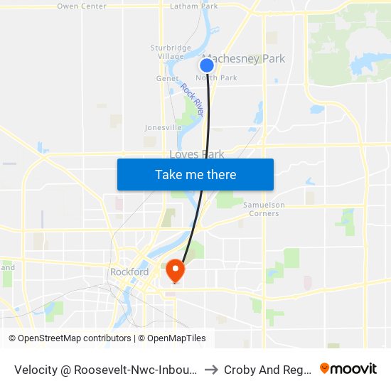 Velocity @ Roosevelt-Nwc-Inbound to Croby And Regan map