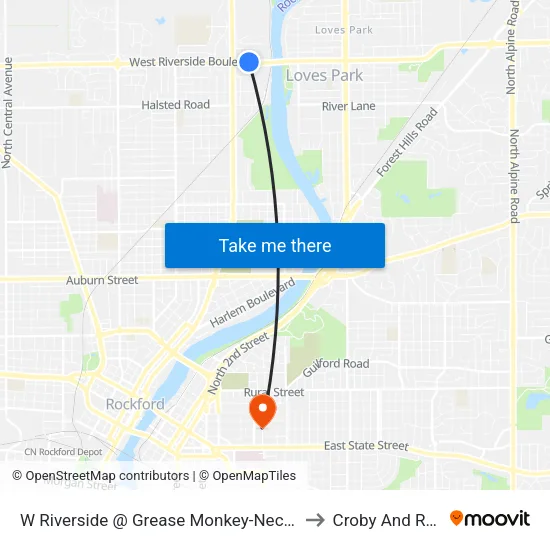 W Riverside @ Grease Monkey-Nec-Inbound to Croby And Regan map