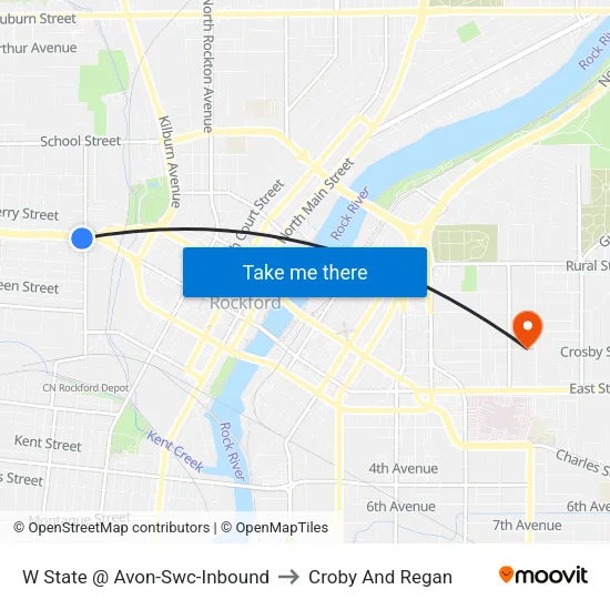 W State @ Avon-Swc-Inbound to Croby And Regan map