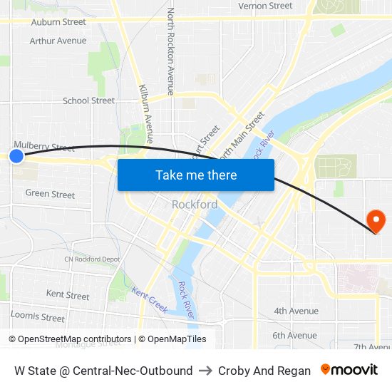 W State @ Central-Nec-Outbound to Croby And Regan map