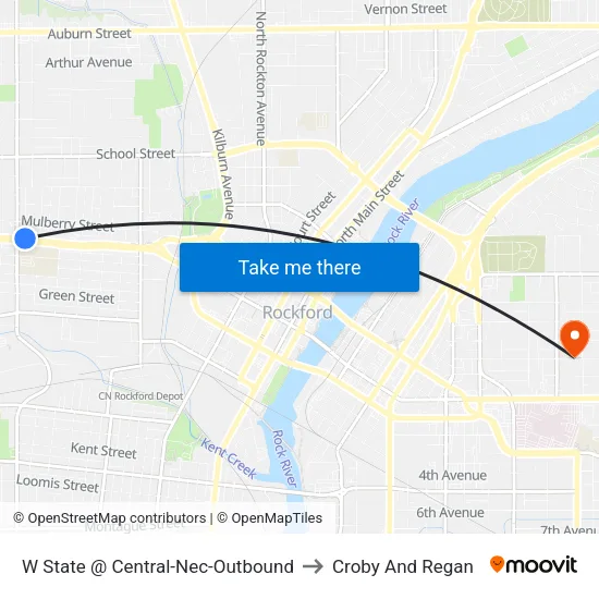 W State @ Central-Nec-Outbound to Croby And Regan map
