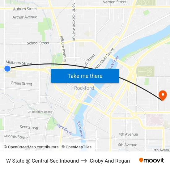 W State @ Central-Sec-Inbound to Croby And Regan map