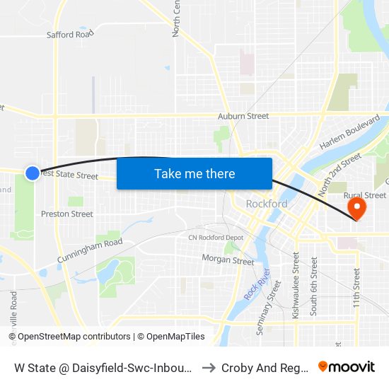 W State @ Daisyfield-Swc-Inbound to Croby And Regan map