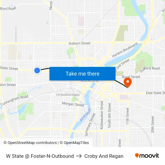 W State @ Foster-N-Outbound to Croby And Regan map