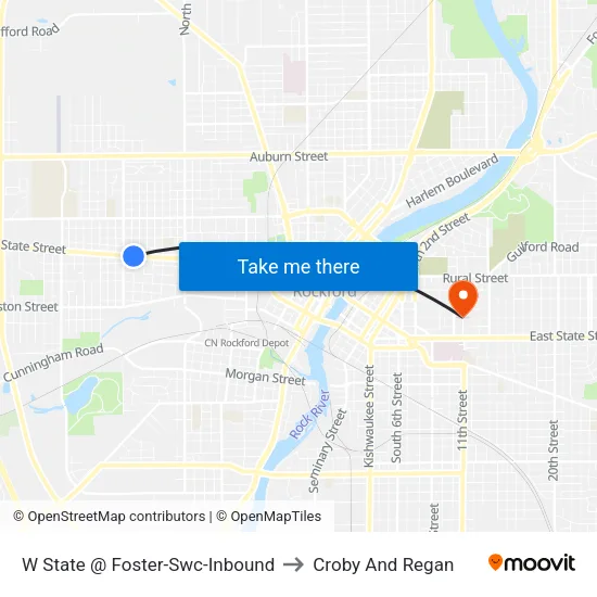 W State @ Foster-Swc-Inbound to Croby And Regan map