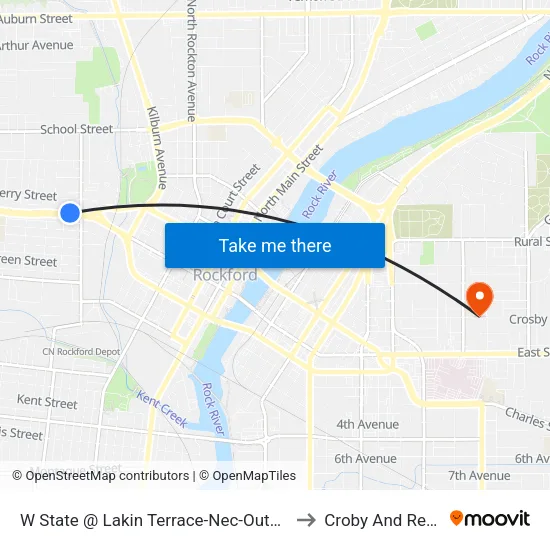 W State @ Lakin Terrace-Nec-Outbound to Croby And Regan map