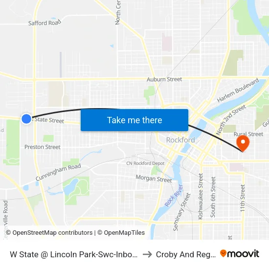 W State @ Lincoln Park-Swc-Inbound to Croby And Regan map