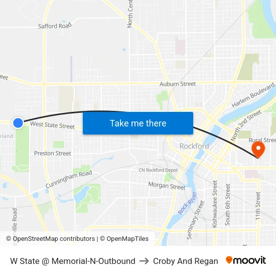 W State @ Memorial-N-Outbound to Croby And Regan map