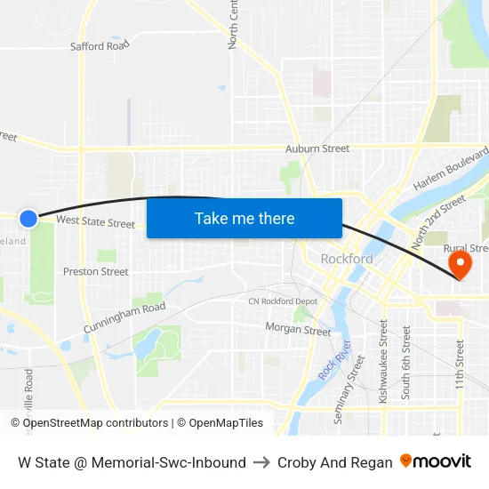 W State @ Memorial-Swc-Inbound to Croby And Regan map