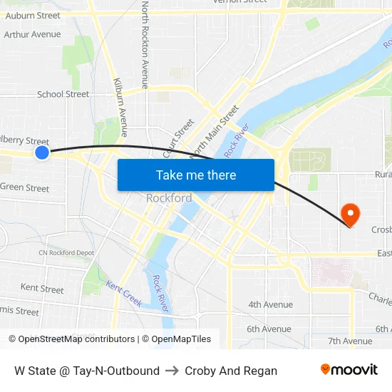 W State @ Tay-N-Outbound to Croby And Regan map