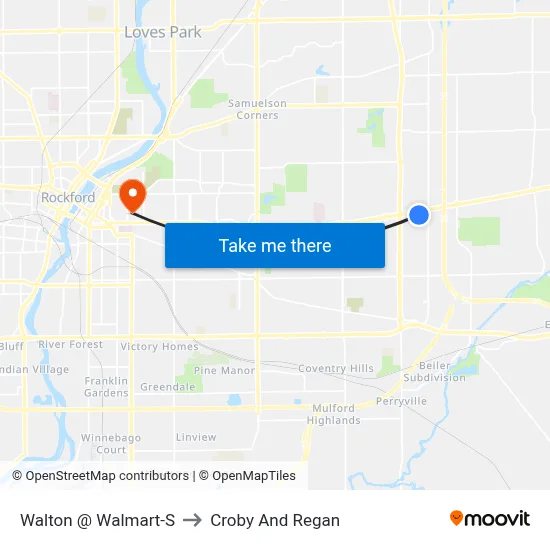 Walton @ Walmart-S to Croby And Regan map