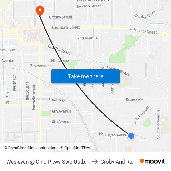 Wesleyan @ Ohio Pkwy-Swc-Outbound to Croby And Regan map