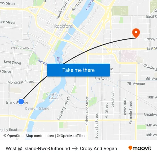 West @ Island-Nwc-Outbound to Croby And Regan map