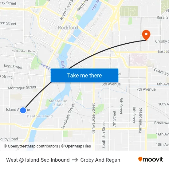 West @ Island-Sec-Inbound to Croby And Regan map