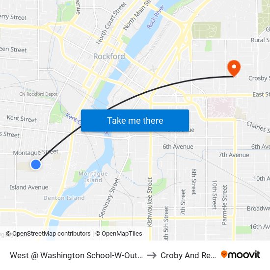 West @ Washington School-W-Outbound to Croby And Regan map