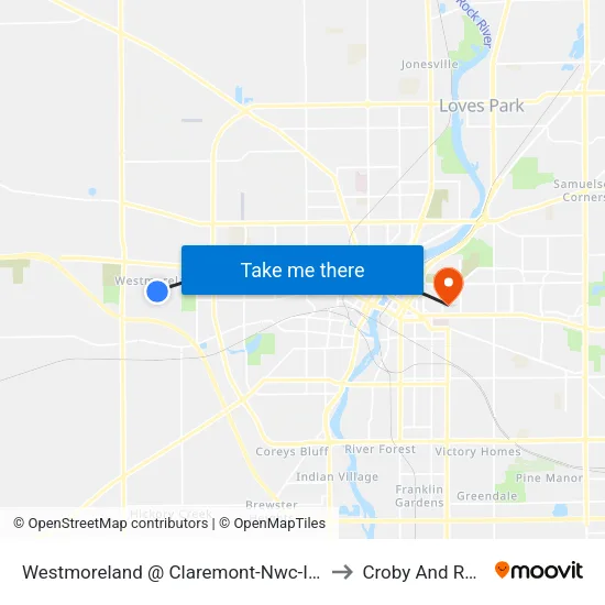 Westmoreland @ Claremont-Nwc-Inbound to Croby And Regan map