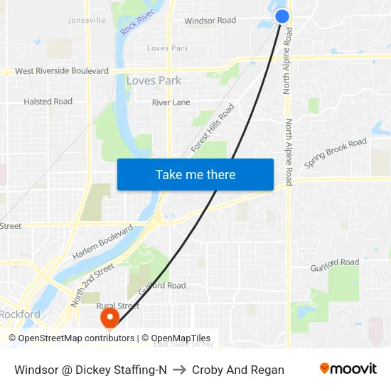 Windsor @ Dickey Staffing-N to Croby And Regan map