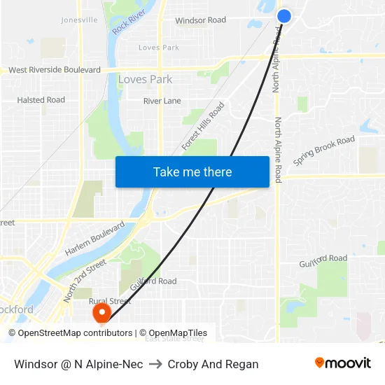 Windsor @ N Alpine-Nec to Croby And Regan map