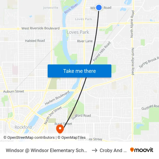 Windsor @ Windsor Elementary School-S-Outbound to Croby And Regan map