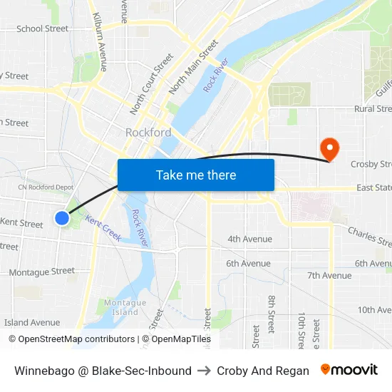 Winnebago @ Blake-Sec-Inbound to Croby And Regan map