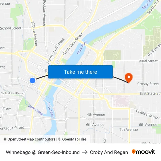 Winnebago @ Green-Sec-Inbound to Croby And Regan map