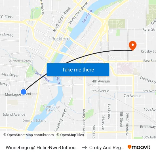 Winnebago @ Hulin-Nwc-Outbound to Croby And Regan map