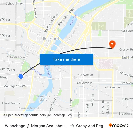 Winnebago @ Morgan-Sec-Inbound to Croby And Regan map
