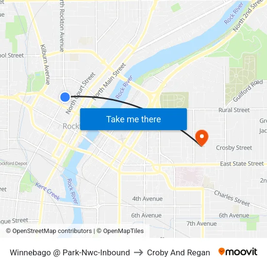 Winnebago @ Park-Nwc-Inbound to Croby And Regan map