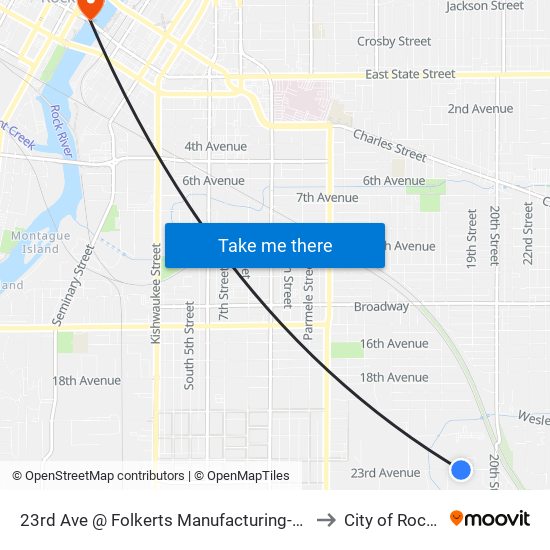 23rd Ave @ Folkerts Manufacturing-S-Outbound to City of Rockford map