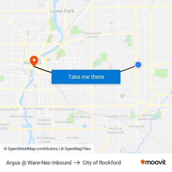 Argus @ Ware-Nec-Inbound to City of Rockford map