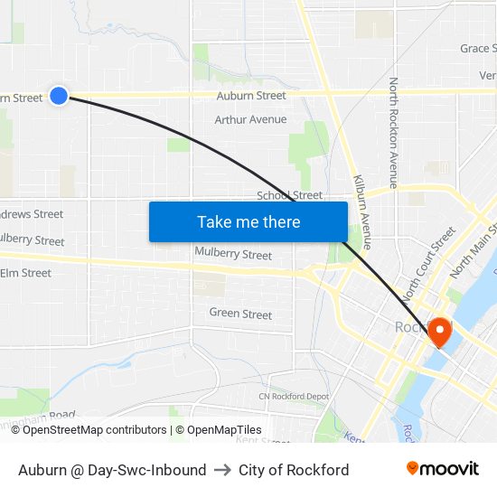 Auburn @ Day-Swc-Inbound to City of Rockford map