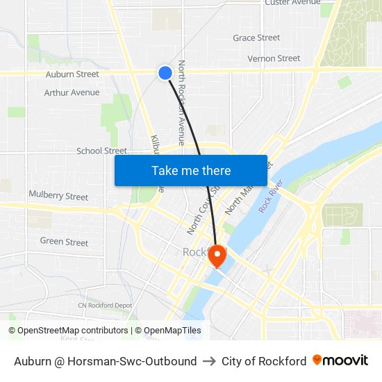 Auburn @ Horsman-Swc-Outbound to City of Rockford map