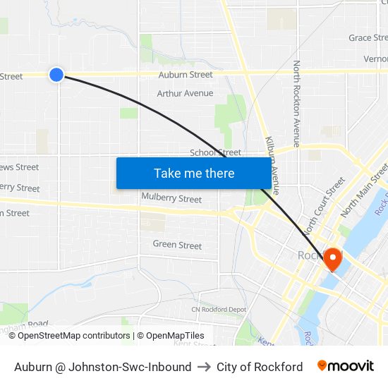 Auburn @ Johnston-Swc-Inbound to City of Rockford map