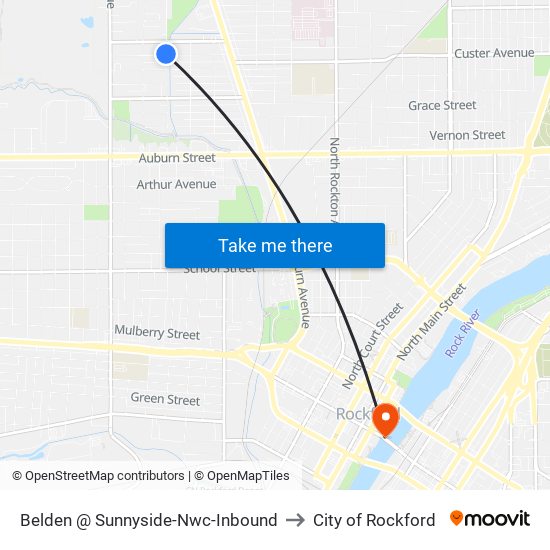 Belden @ Sunnyside-Nwc-Inbound to City of Rockford map