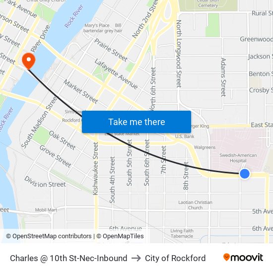 Charles @ 10th St-Nec-Inbound to City of Rockford map