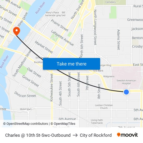 Charles @ 10th St-Swc-Outbound to City of Rockford map